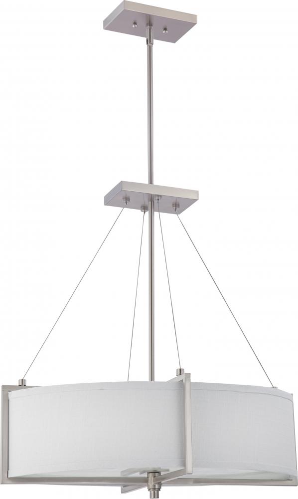 4-Light Oval Pendant Hanging Light Fixture in Brushed Nickel Finish with Slate Grey Shade/Frosted