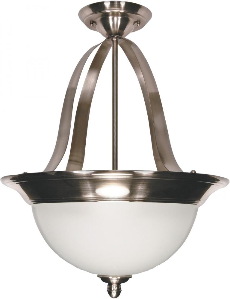 2-Light Pendant Light Fixture in Smoked Nickel Finish with Satin Frosted Glass and (2) 18W GU24