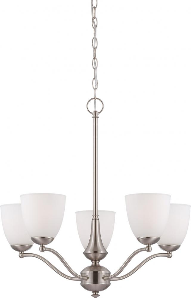 5-Light Chandelier in Brushed Nickel Finish and Frosted Glass