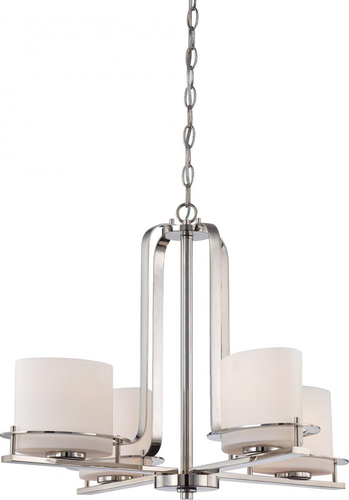 Loren - 4 Light Chandelier with Oval Frosted Glass - Polished Nickel Finish