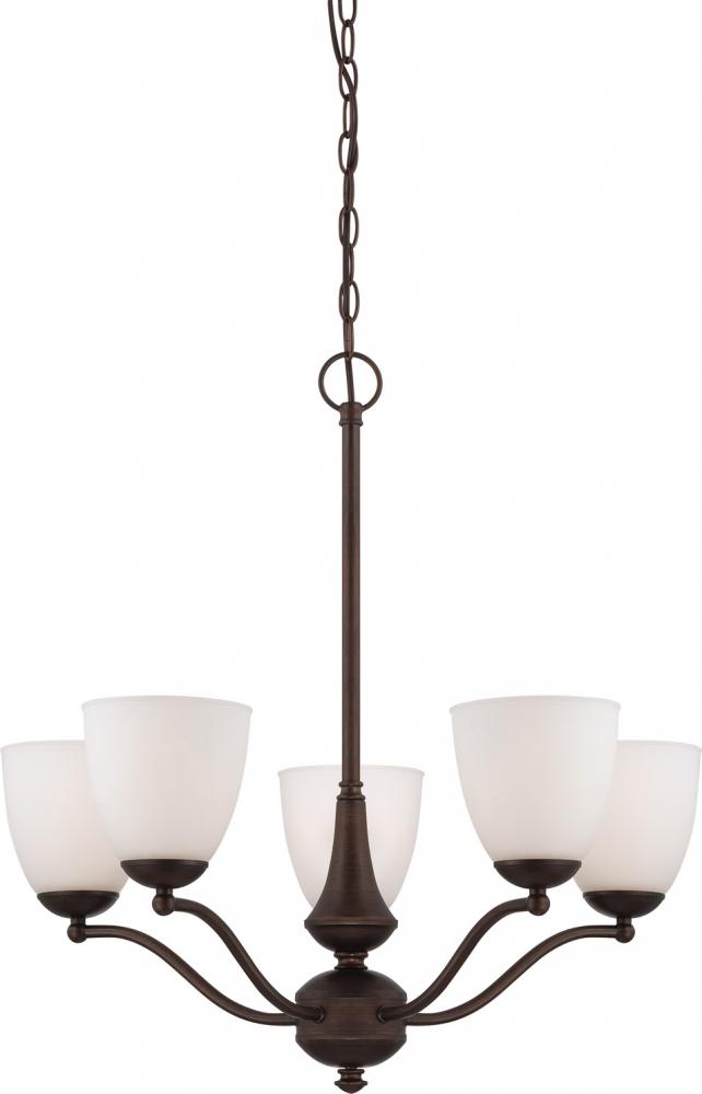 5-Light Chandelier in Prairie Bronze Finish and Frosted Glass