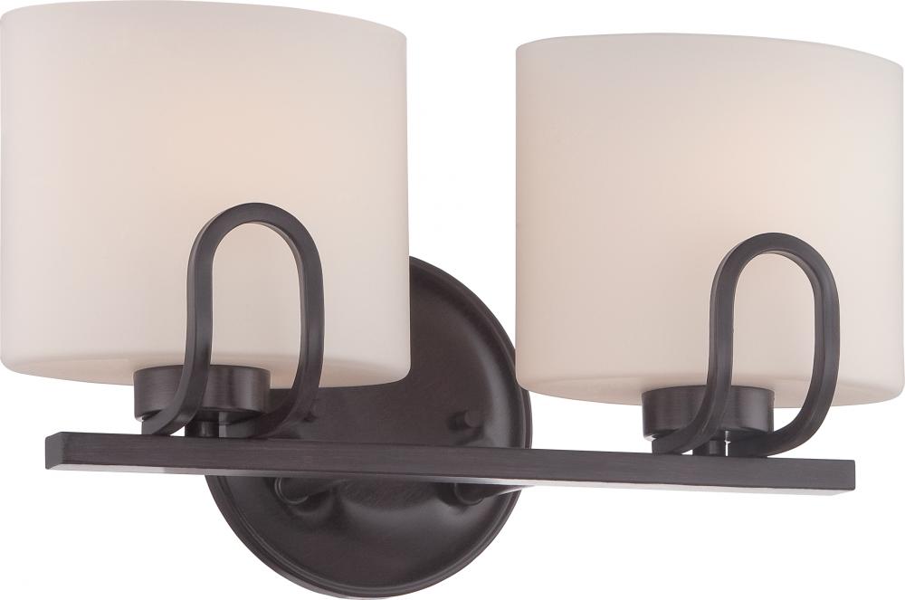 2-Light Vanity Light Fixture in Georgetown Bronze Finish with Etched Opal Glass