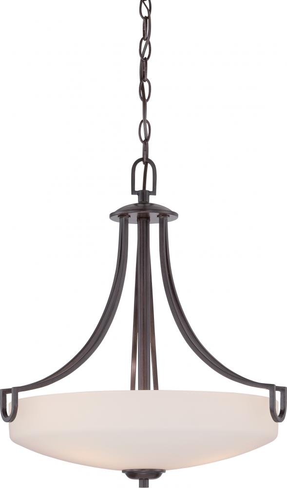 3-Light Pendant Light Fixture in Georgetown Bronze Finish with Etched Opal Glass