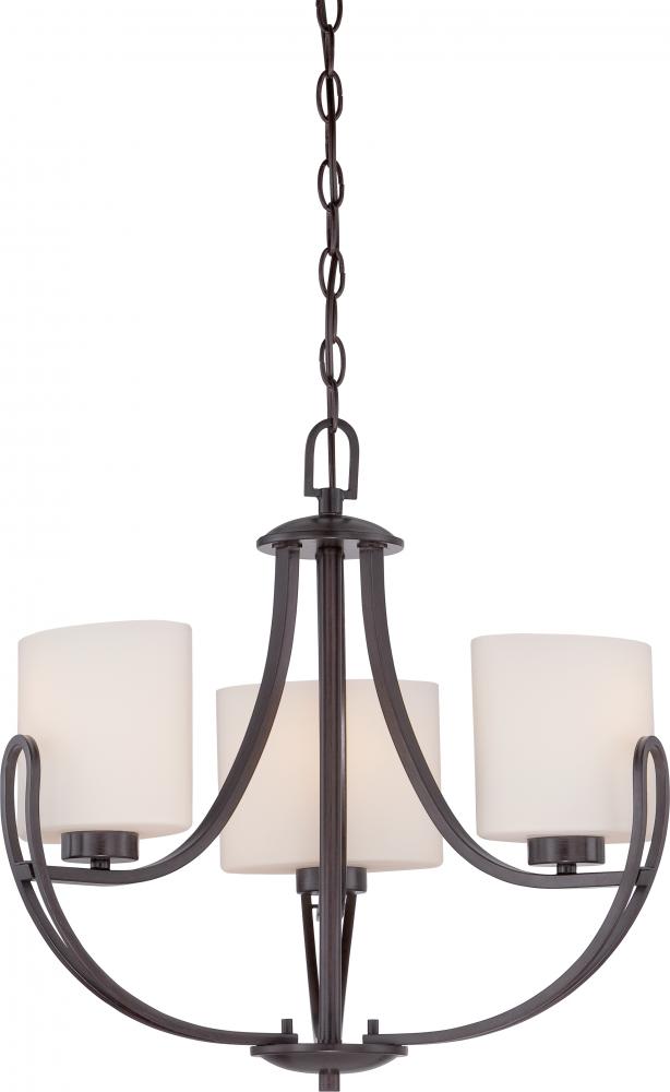 3-Light Chandelier in Georgetown Bronze Finish with Etched Opal Glass