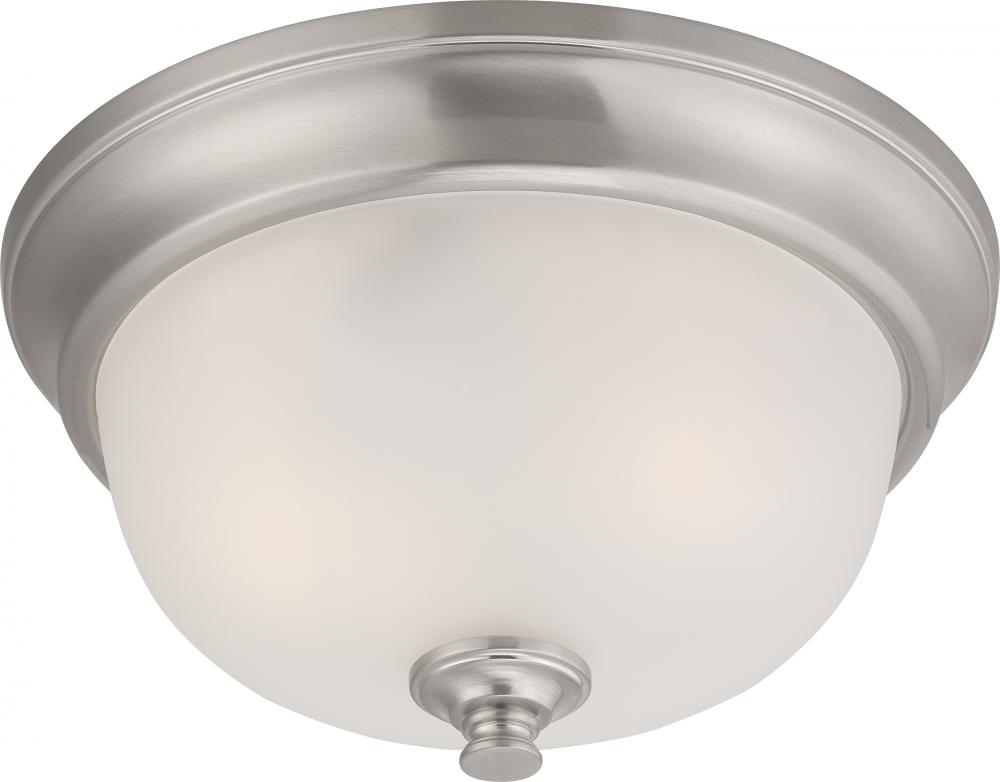 Elizabeth - 2 Light Flush with Frosted Glass - Brushed Nickel Finish