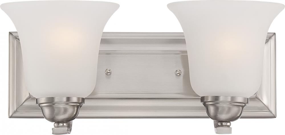 Elizabeth - 2 Light Vanity with Frosted Glass - Brushed Nickel Finish