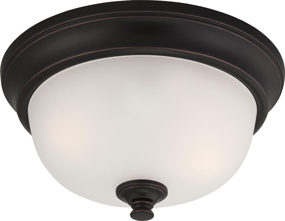 Elizabeth - 2 Light Flush with Frosted Glass - Sudbury Bronze Finish