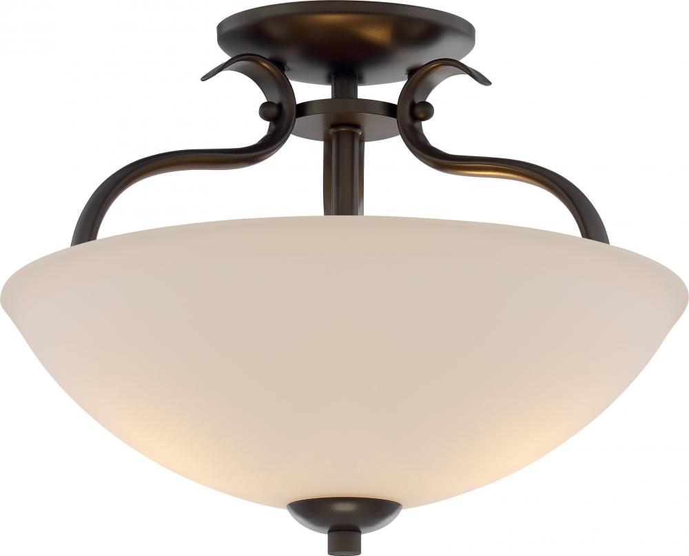 Dillard - 2 Light Semi Flush Fixture with White Glass