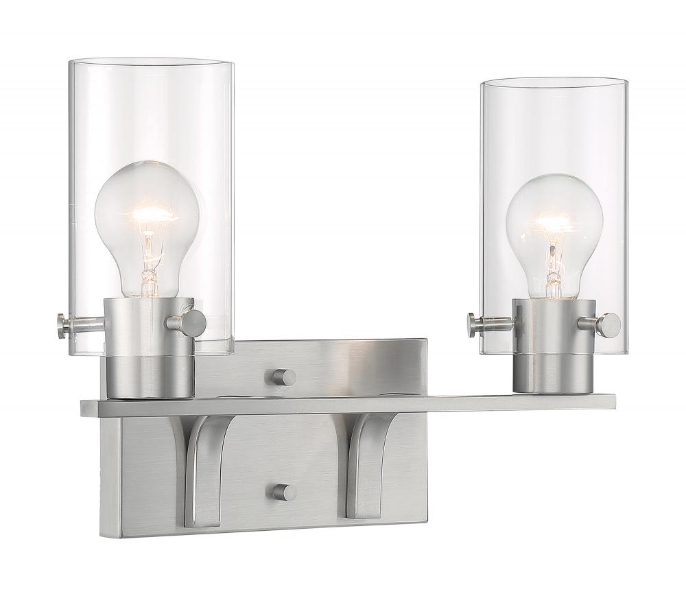 Sommerset - 2 Light Vanity with Clear Glass - Brushed Nickel Finish