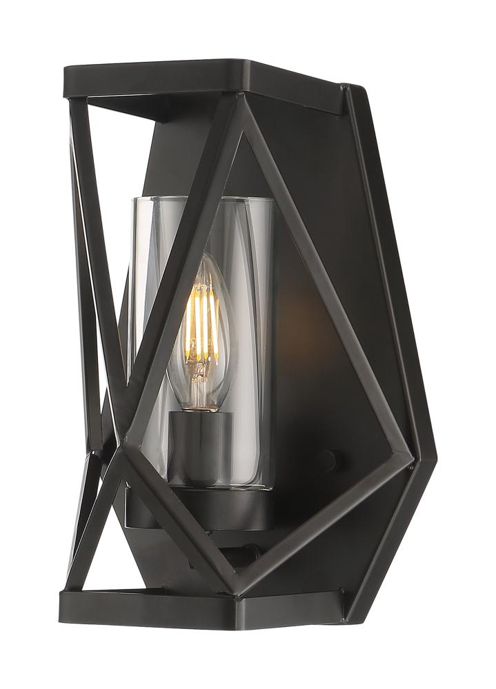 Zemi - 1 Light Sconce with Clear Glass - Black Finish