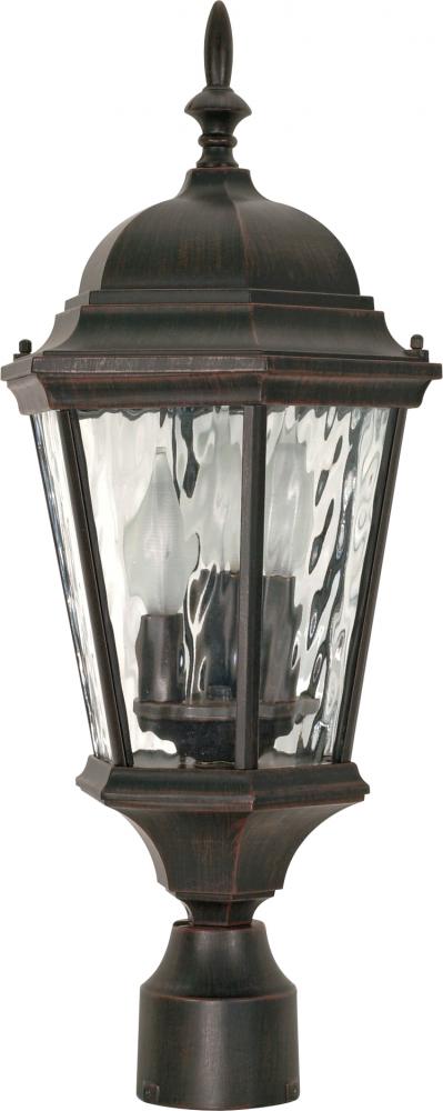 Fordham - 3 Light - 22" - Post Lantern - w/ Clear Water Glass