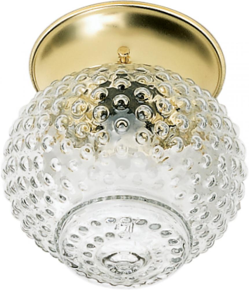 1 Light - 6" - Ceiling Fixture - Clear Hobnail Squat Ball