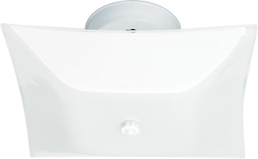 2 Light - 12" Flush with White Square Glass - White Finish