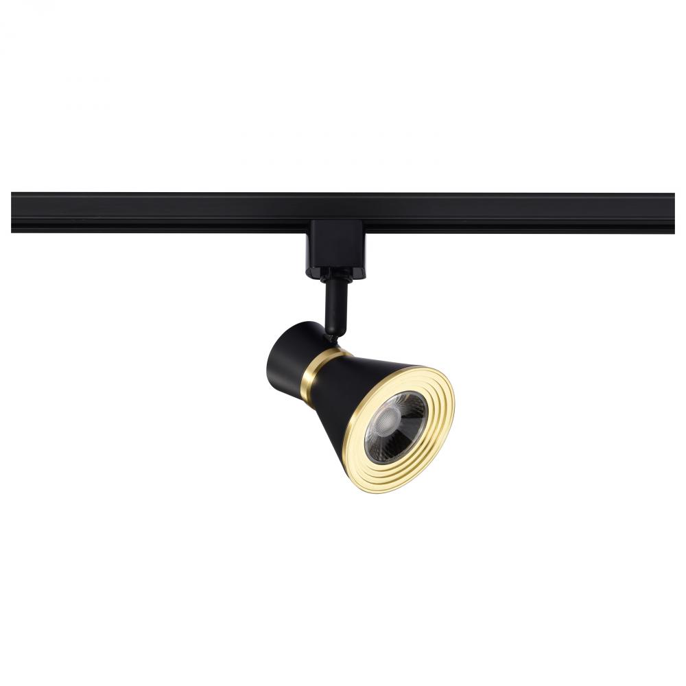 12 Watt LED Cinch Track Head; 3000K; Matte Black and Brushed Brass Finish