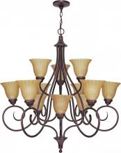 Nuvo 60/009 - Moulan; 12 Light; 36 in.; Chandelier; 3-Tier with Champagne Linen Washed Glass