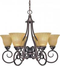 Nuvo 60/010 - 6-Light 25" Copper Bronze Chandelier with Champagne Linen Washed Glass