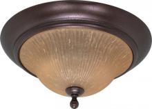 Nuvo 60/011 - 2-Light 16" Copper Bronze Flush Mount Ceiling Light Fixture with Champagne Linen Washed Glass