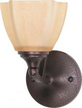 Nuvo 60/059 - 1-Light 6" Copper Bronze Wall Mounted Vanity Light Fixture with Champagne Washed Linen Glass