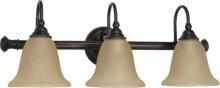 Nuvo 60/109 - 3-Light 24" Wall Mounted Vanity Light Fixture in Old Bronze Finish with Amber Water Glass