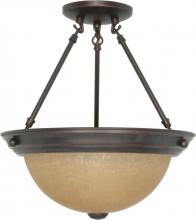 Nuvo 60/1259 - 2-Light Medium Dome Semi Flush Ceiling Light Fixture in Mahogany Bronze Finish with Champagne Linen