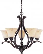 Nuvo 60/1402 - 5-Light Chandelier in Copper Espresso Finish with Honey Marble Glass Shades