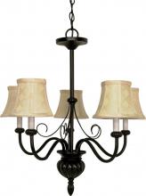 Nuvo 60/141 - 5-Light 24" Textured Black Chandelier with Ecru Diamond Shades