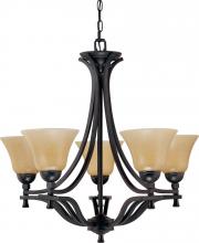 Nuvo 60/1722 - 5-Light Medium Chandelier in Mountain Lodge Finish with Toasted Honey Glass