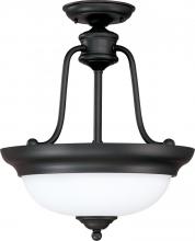 Nuvo 60/1787 - Glenwood; 3 Light; Semi-Flush Dome with Satin White Glass