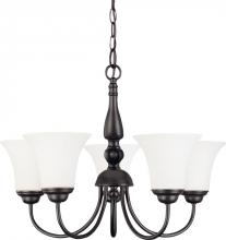 Nuvo 60/1922 - 5-Light Dark Chocolate Bronze Chandelier with White Satin Glass and (5) 13W GU24 Bulbs Included