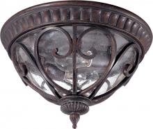 Nuvo 60/2067 - 2-Light Flush Mount Outdoor Ceiling Light in Burlwood Finish and Clear Seeded Glass