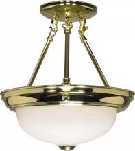 Nuvo 60/216 - 2-Light 11" Semi Flush Mount Lighting Fixture in Polished Brass Finish with Alabaster Glass