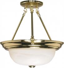 Nuvo 60/217 - 2-Light 13" Semi Flush Mount Lighting Fixture in Polished Brass Finish with Alabaster Glass