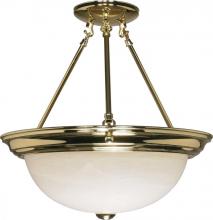 Nuvo 60/218 - 3-Light 15" Semi Flush Mount Lighting Fixture in Polished Brass Finish with Alabaster Glass