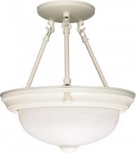 Nuvo 60/225 - 2-Light 13" Semi Flush Mount Lighting Fixture in Textured White Finish with Alabaster Glass