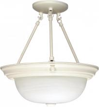 Nuvo 60/226 - 3-Light 15" Semi Flush Mount Lighting Fixture in Textured White Finish with Alabaster Glass