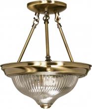 Nuvo 60/232 - 2-Light 11" Semi Flush Light Fixture in Antique Brass Finish with Clear Swirl Glass