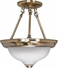 Nuvo 60/240 - 2-Light Semi Flush Mount Ceiling Light Fixture in Antique Brass Finish with Frosted Swirl Glass