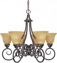 Nuvo 60/2403 - 6-Light Copper Bronze Chandelier with Champagne Linen Washed Glass and (6) 13W GU24 Bulbs Included