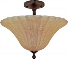 Nuvo 60/2407 - 3-Light Close-To-Ceiling Semi Flush Ceiling Light in Copper Bronze Finish with Champagne Linen