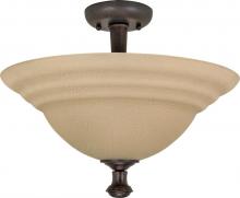 Nuvo 60/2417 - Mericana ES; 2 Light; Semi-Flush with Amber Water Glass; Lamp Included