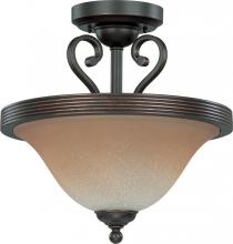 Nuvo 60/2751 - 2-Light Semi Flush Mount Ceiling Light in Sudbury Bronze Finish with Champagne Linen Glass