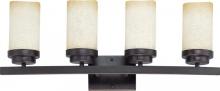  60/2772 - 4-Light Vanity Light Fixture in Patina Bronze Finish with Saddle Stone Glass