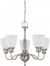 Nuvo 60/2775 - 5-Light Brushed Nickel Chandelier (Arms Up) with Frosted Linen Glass