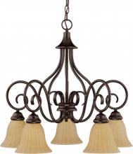 Nuvo 60/2891 - Moulan - 5 Light Chandelier - Arms Down w/ Champagne Linen Washed Glass