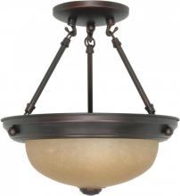 Nuvo 60/3108 - 2-Light Small Semi Flush Light Fixture in Mahogany Bronze Finish with Champagne Linen Glass and (2)