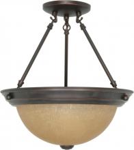 Nuvo 60/3109 - 2-Light Medium Semi Flush Light Fixture in Mahogany Bronze Finish with Champagne Linen Glass and (2)