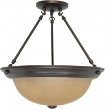 Nuvo 60/3111 - 3-Light Large Semi Flush Light Fixture in Mahogany Bronze Finish with Champagne Linen Glass and (3)