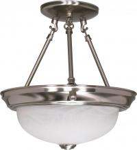 Nuvo 60/3184 - 2-Light Small Semi Flush Light Fixture in Brushed Nickel Finish with Alabaster Glass and (2) 13W