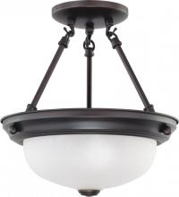 Nuvo 60/3338 - 2-Light 11" Semi Flush Light Fixture in Mahogany Bronze Finish with Frosted White Glass and (2)