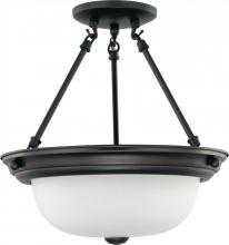 Nuvo 60/3339 - 2-Light 13" Semi Flush Light Fixture in Mahogany Bronze Finish with Frosted White Glass and (2)